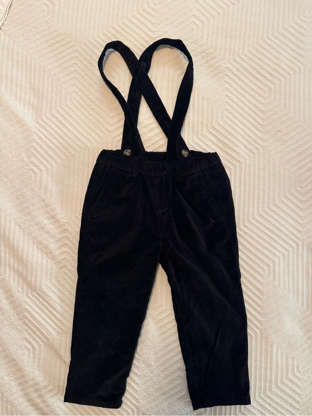 Classic Black Velvet Kids Suspender Pants
